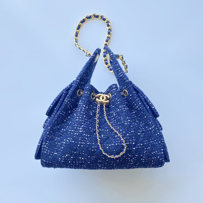 NIGO Chanel Women's Classic Double C Logo Solid Color Link Strap Tweed Shoulder Bag Handbag Bags #nigo77735