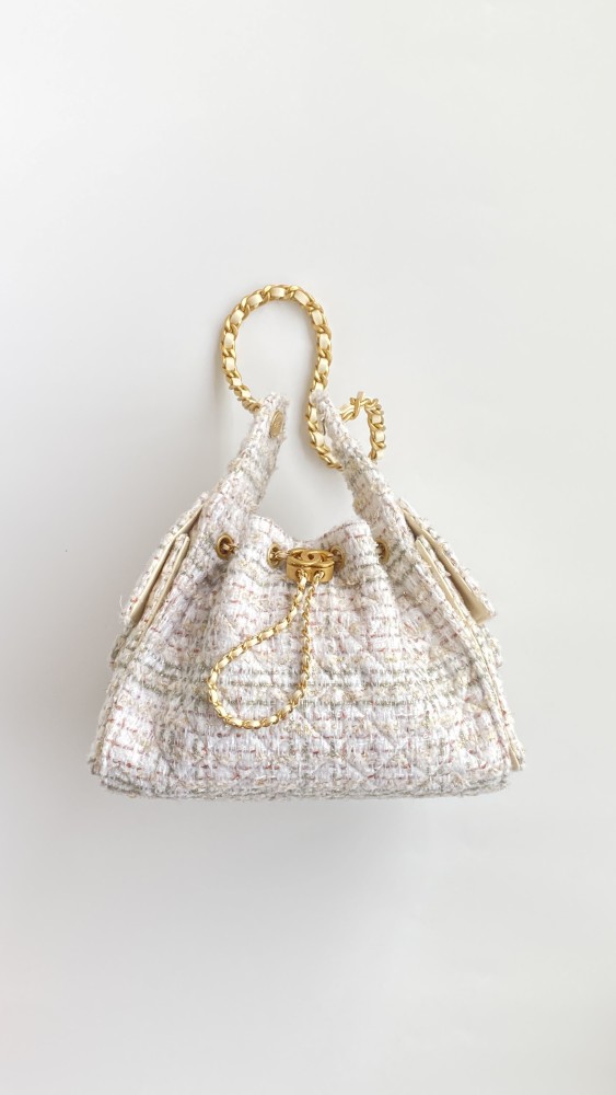 NIGO Chanel Women's Classic Double C Logo Solid Color Link Strap Tweed Shoulder Bag Handbag Bags #nigo77735