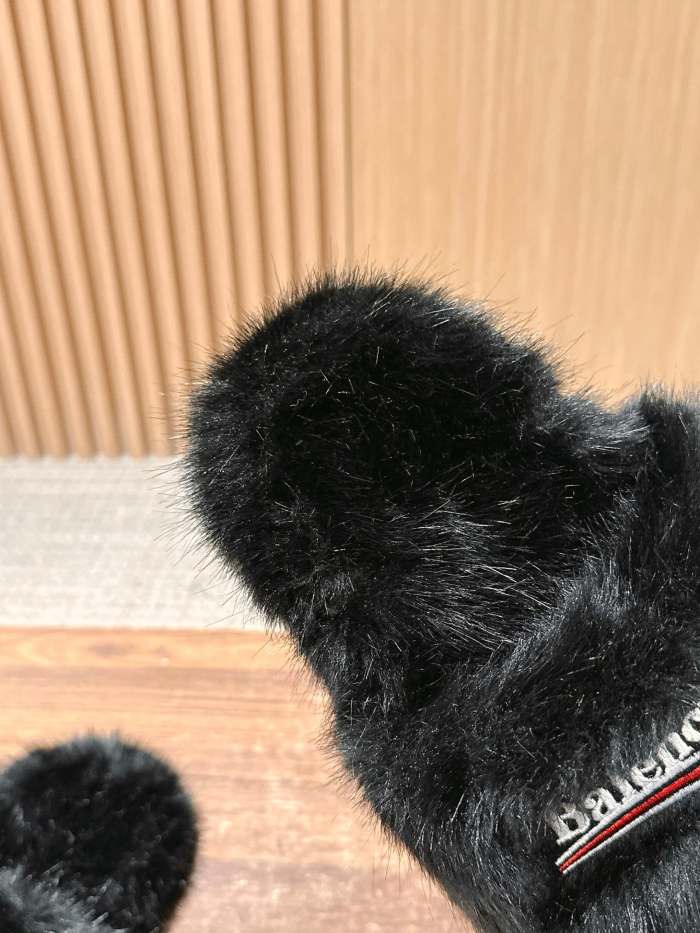 NIGO Balenciaga Women's Fall/Winter Casual Round Toe Open Back Wool Embroidered Logo Slippers Shoes #nigo78917