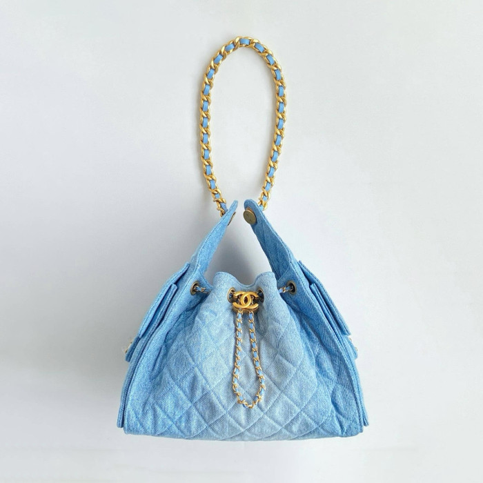 NIGO Chanel Women's Classic Double C Logo Solid Color Link Strap Tweed Shoulder Bag Handbag Bags #nigo77735