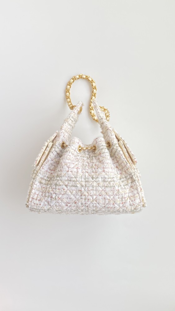 NIGO Chanel Women's Classic Double C Logo Solid Color Link Strap Tweed Shoulder Bag Handbag Bags #nigo77735