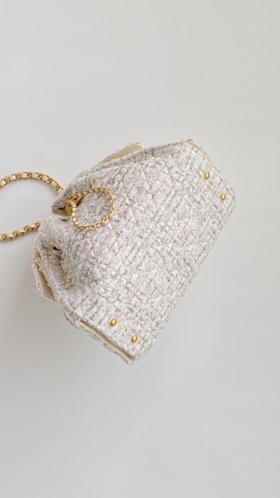 NIGO Chanel Women's Classic Double C Logo Solid Color Link Strap Tweed Shoulder Bag Handbag Bags #nigo77735