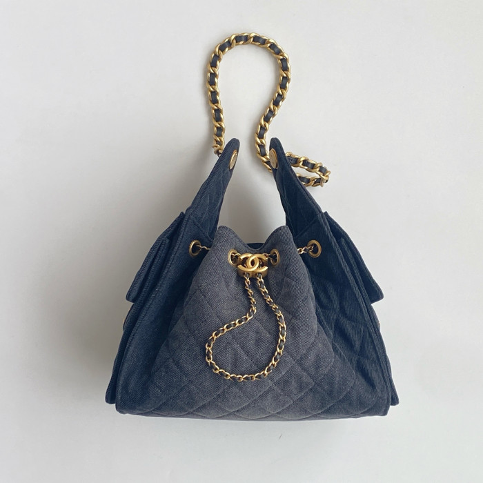 NIGO Chanel Women's Classic Double C Logo Solid Color Link Strap Tweed Shoulder Bag Handbag Bags #nigo77735