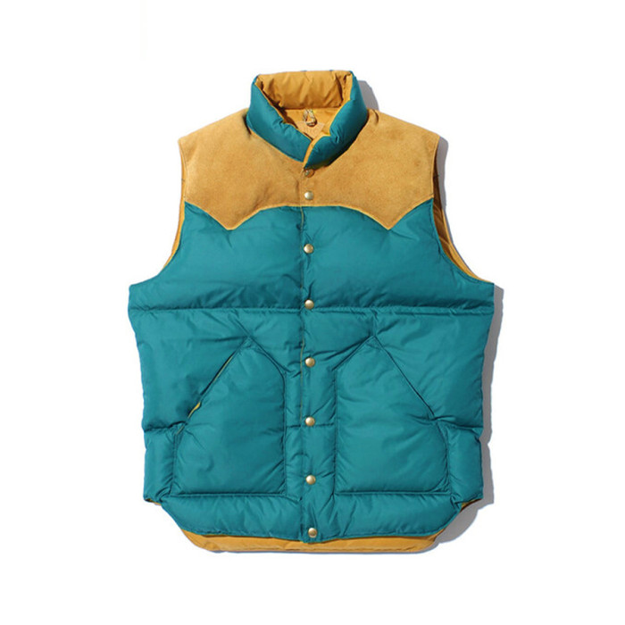 NIGO Rocky Mountain Featherbed Men's Fall/Winter Patchwork Leather Stand-Up Collar Single-Button Vest Solid Color Sleeveless Down Vest Ngvp #nigo2513
