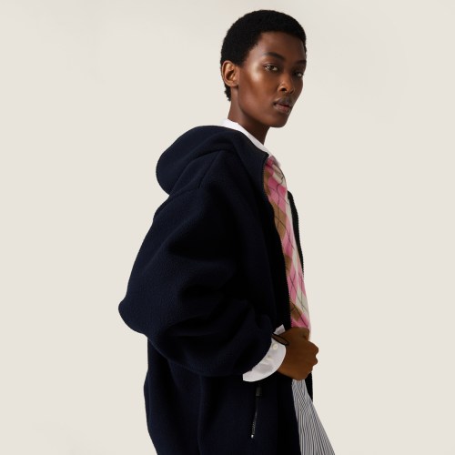 NIGO MiuMiu Women's Logo Embroidered Zipper Half-High Neck Solid Fleece Jacket Spring/Fall Long Sleeve Oversized Hooded Sweatshirt #nigo81577