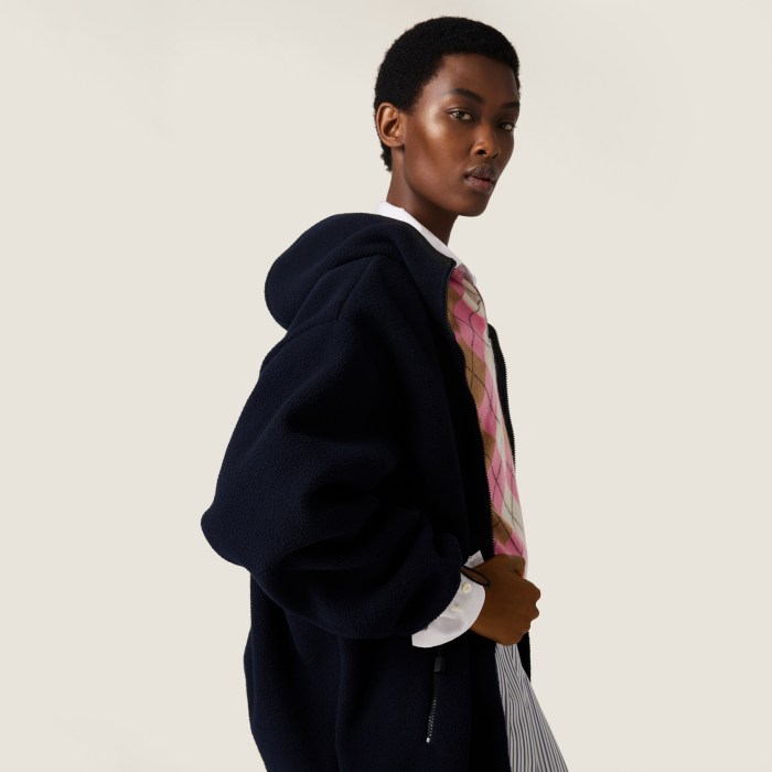 NIGO MiuMiu Women's Logo Embroidered Zipper Half-High Neck Solid Fleece Jacket Spring/Fall Long Sleeve Oversized Hooded Sweatshirt #nigo81577