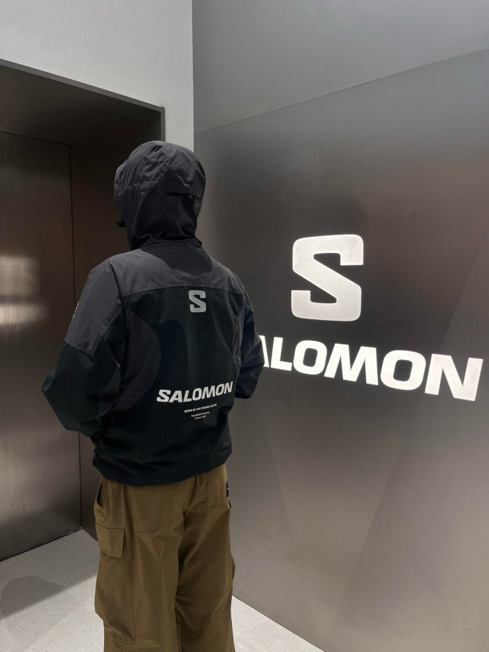 NIGO Salomon Men's Spring/Fall Zipper Solid-Color Patchwork Hooded Long-Sleeve Oversized Windbreaker Casual Jacket #nigo81578
