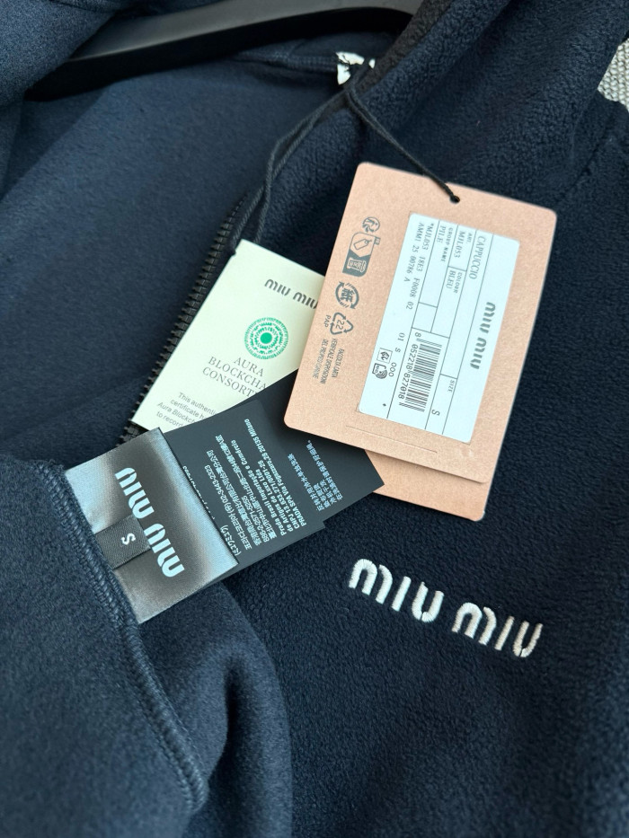 NIGO MiuMiu Women's Logo Embroidered Zipper Half-High Neck Solid Fleece Jacket Spring/Fall Long Sleeve Oversized Hooded Sweatshirt #nigo81577