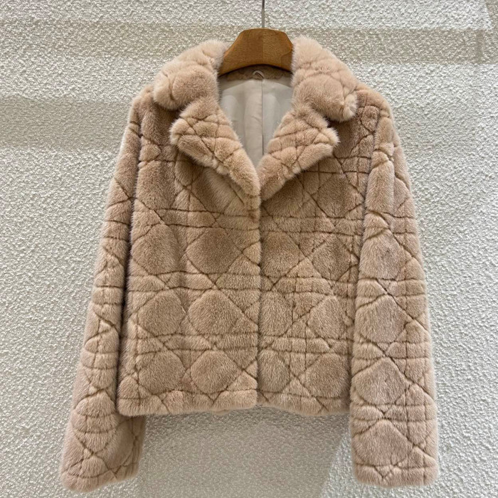 NIGO Dior Women's Fall And Winter Classic Rattan Check Mink Fur Coat 100% Kopcnhagen Velvet Mink Temperament Elegant Solid Color Plush Jacket #nigo81647