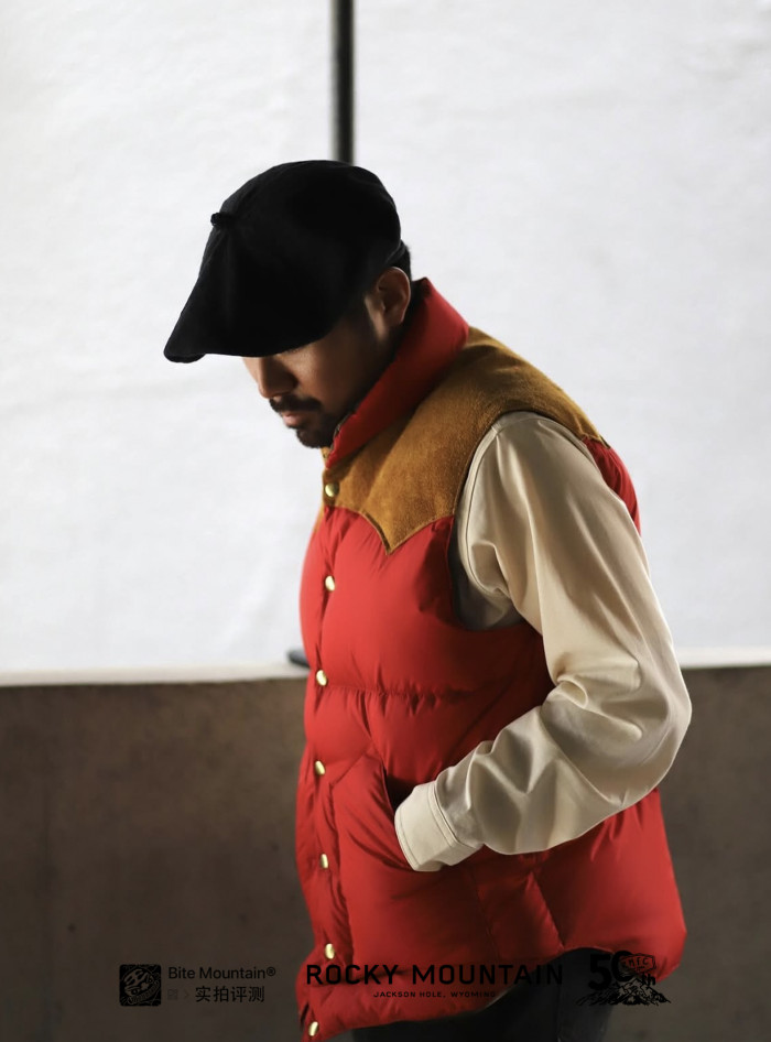 NIGO Rocky Mountain Featherbed Men's Fall/Winter Patchwork Leather Stand-Up Collar Single-Button Vest Solid Color Sleeveless Down Vest Ngvp #nigo2513