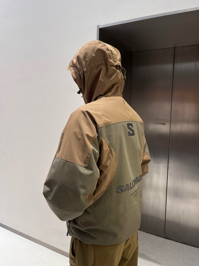 NIGO Salomon Men's Spring/Fall Zipper Solid-Color Patchwork Hooded Long-Sleeve Oversized Windbreaker Casual Jacket #nigo81578