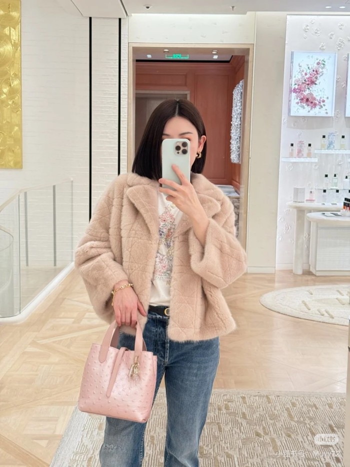 NIGO Dior Women's Fall And Winter Classic Rattan Check Mink Fur Coat 100% Kopcnhagen Velvet Mink Temperament Elegant Solid Color Plush Jacket #nigo81647