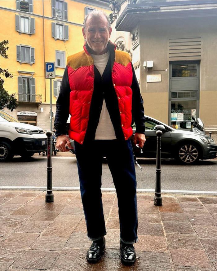 NIGO Rocky Mountain Featherbed Men's Fall/Winter Patchwork Leather Stand-Up Collar Single-Button Vest Solid Color Sleeveless Down Vest Ngvp #nigo2513
