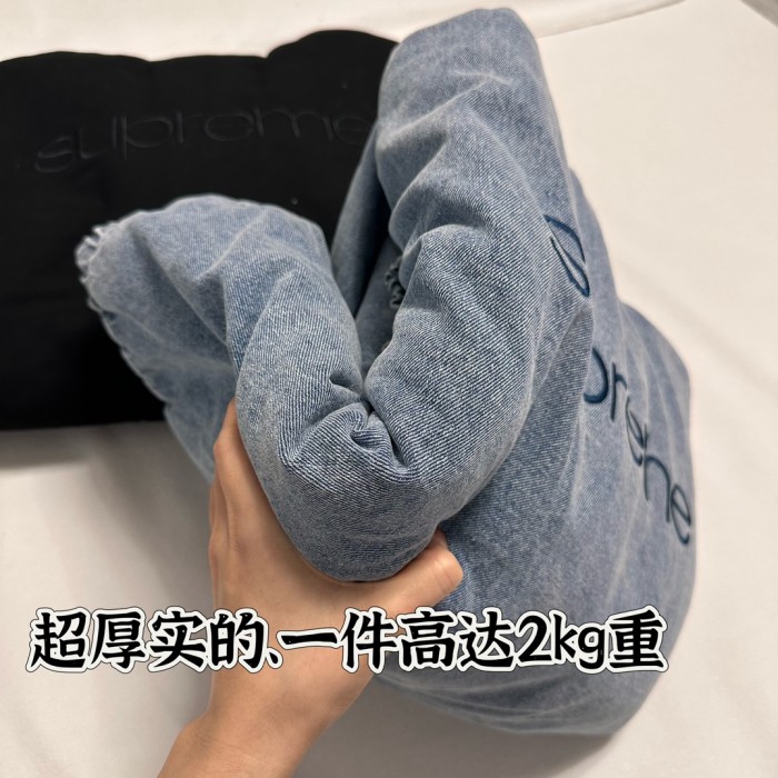 NIGO Supreme Men's And Women's Fall And Winter Solid Color Removable Hood Lamb's Wool Lining Long Sleeved Denim Jacket #nigo74563