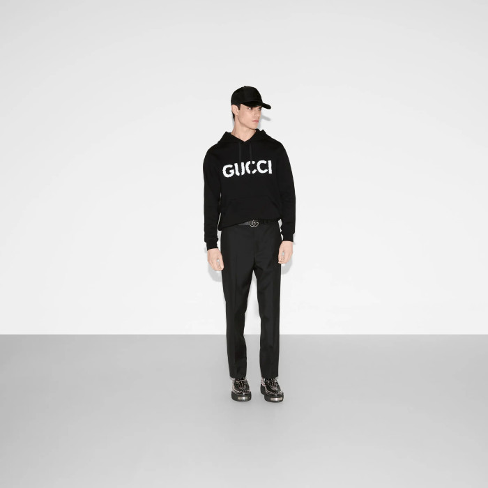 NIGO Gucci Men's Logo Embroidered Spring/Fall Knit Cotton Solid Color Drawstring Pullover Hoodie Sweatshirt #nigo81576