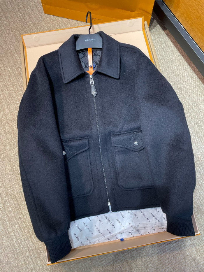 NIGO Louis Vuitton Men's Fall/Winter Fashion Casual Solid Color Lapel Zipper Double Faced Waist Tuck Wool Jacket #nigo78932