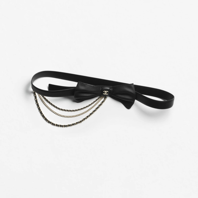 NIGO Chanel Women's Fashion Classic Solid Color Leather Bow Hand Woven Metal Chain Belt Accessories #nigo78923
