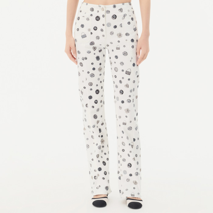 NIGO Chanel Women's Spring/Fall Fashion Casual Solid Color Classic Print Long Leg Denim Pants #nigo78936