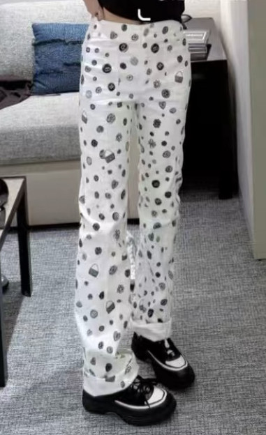 NIGO Chanel Women's Spring/Fall Fashion Casual Solid Color Classic Print Long Leg Denim Pants #nigo78936