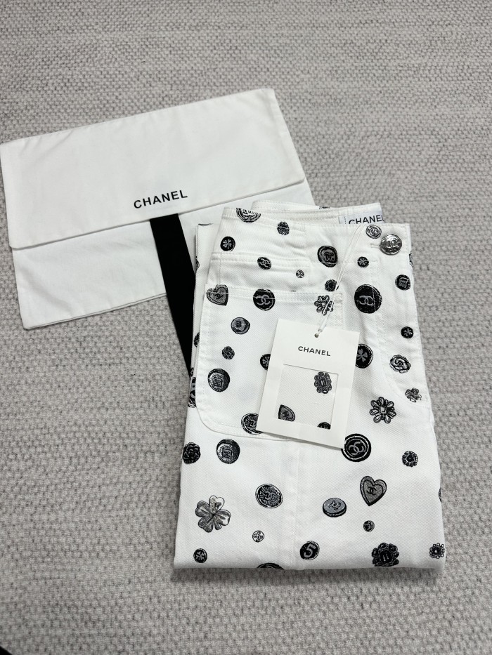 NIGO Chanel Women's Spring/Fall Fashion Casual Solid Color Classic Print Long Leg Denim Pants #nigo78936