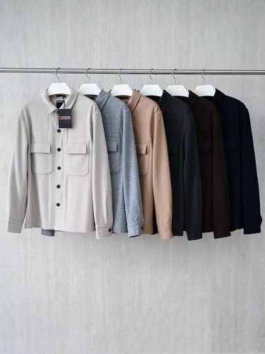 NIGO Ermenegildo Zegna Oasi Cashmere Alba Shirt Jacket Men's Luxury Solid Color Temperament Wool Shirt Fashion Casual Lapel Single Breasted Shirt Jacket Ngvp #nigo2493
