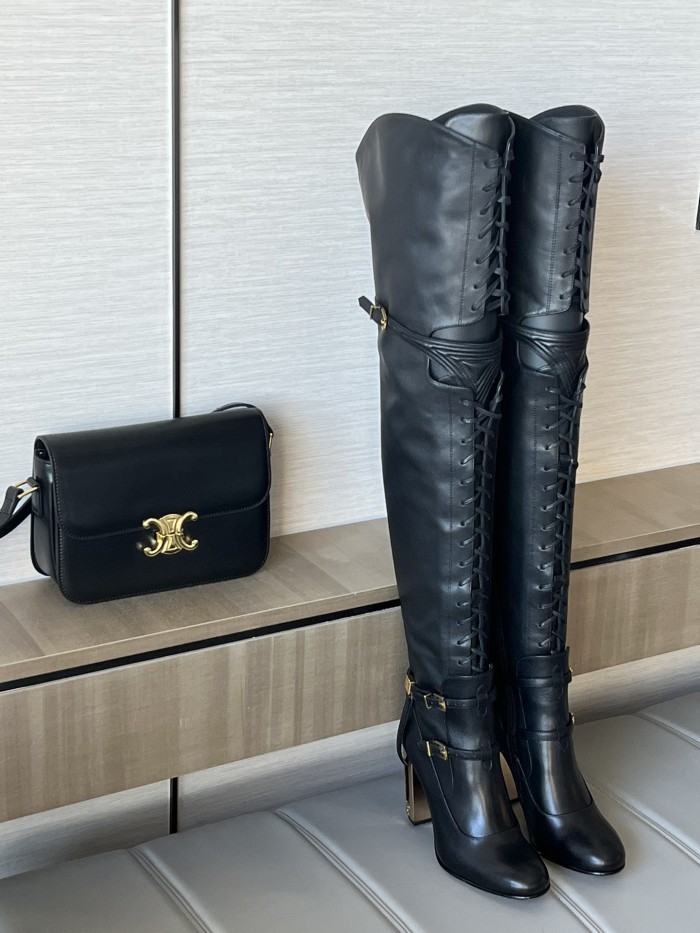 NIGO FENDI Women's Classic Solid Color Round-Toe Calfskin Over The Knee Boots For Fall/Winter Shoe #nigo78957