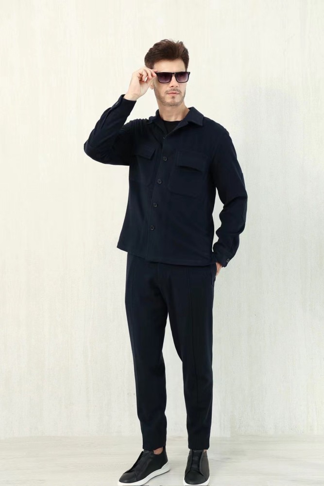NIGO Ermenegildo Zegna Men's Fall/Winter Wool Blend Solid Color Mid-Rise Casual Straight-Leg Drawstring Sweatpants Ngvp #nigo2517