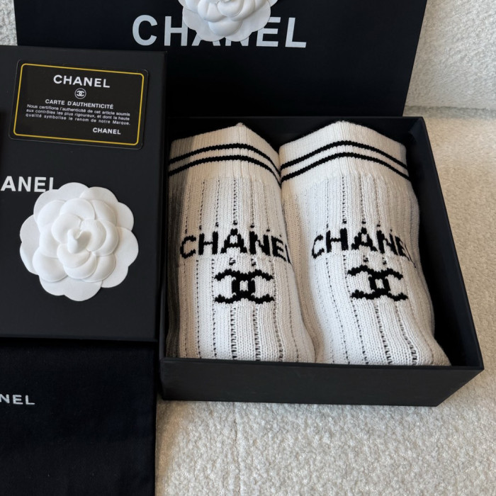 NIGO Chanel Women's Spring/Fall Fashion Classic Striped Letter Print Casual Mid Calf Socks Accessories #nigo78958