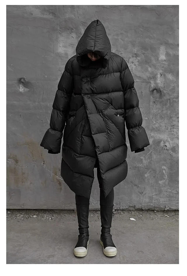 NIGO Rick Owens Men's & Women's Oversized Long-Length Hooded Puffer Jacket In Solid Colors With Multiple Pockets For Fall/Winter Ngvp #nigo2522