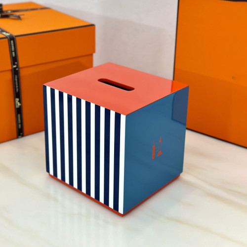 NIGO Hermes Classic Fashion Color Blocked Square Tissue Box With Carved Herringbone Pattern  Household items #nigo78973