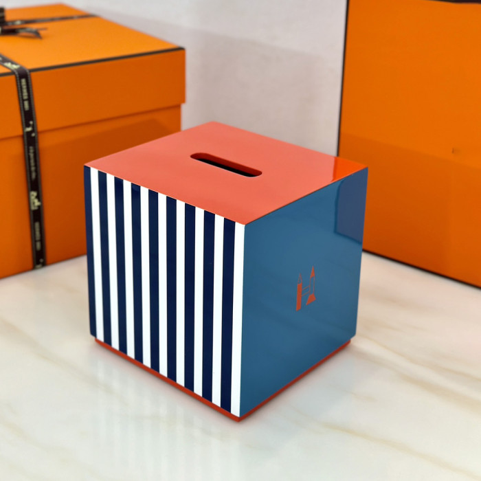 NIGO Hermes Classic Fashion Color Blocked Square Tissue Box With Carved Herringbone Pattern  Household items #nigo78973