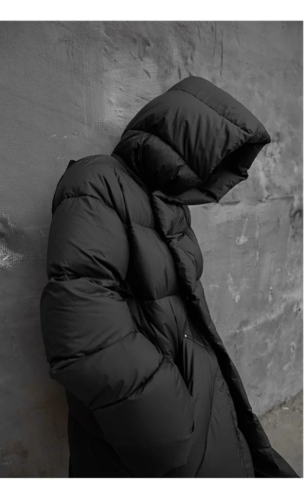 NIGO Rick Owens Men's & Women's Oversized Long-Length Hooded Puffer Jacket In Solid Colors With Multiple Pockets For Fall/Winter Ngvp #nigo2522