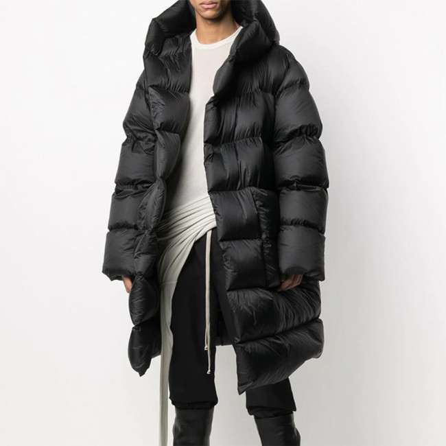 NIGO Rick Owens Men's & Women's Oversized Long-Length Hooded Puffer Jacket In Solid Colors With Multiple Pockets For Fall/Winter Ngvp #nigo2522
