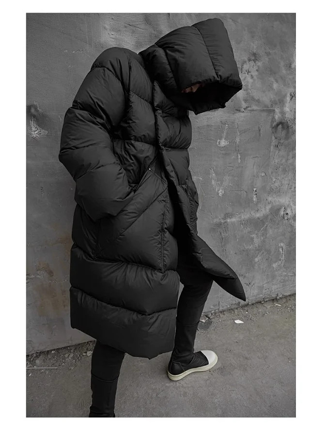 NIGO Rick Owens Men's & Women's Oversized Long-Length Hooded Puffer Jacket In Solid Colors With Multiple Pockets For Fall/Winter Ngvp #nigo2522