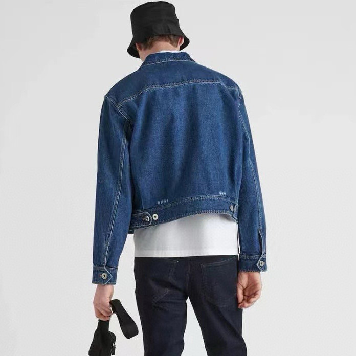 NIGO Prada Women's Spring/Fall Fashion Casual Zipper Collar Logo Triangle Emblem Denim Jacket #nigo78971