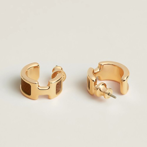 NIGO Hermes Olympe Women's Fashion Classic Minimalist Logo Design with Lambskin Brass with Gold Plating Small Stud Earrings Jewelry Accessories #nigo78967