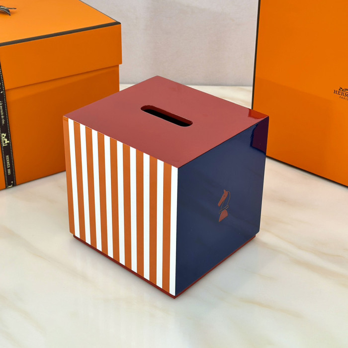 NIGO Hermes Classic Fashion Color Blocked Square Tissue Box With Carved Herringbone Pattern  Household items #nigo78973