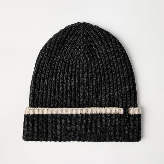 NIGO Brunello Cucinelli Women's Fall/Winter Striped Solid Color Cashmere English Rib Knit Beanie With Monili Casual Hat Cap Ngvp #nigo2524