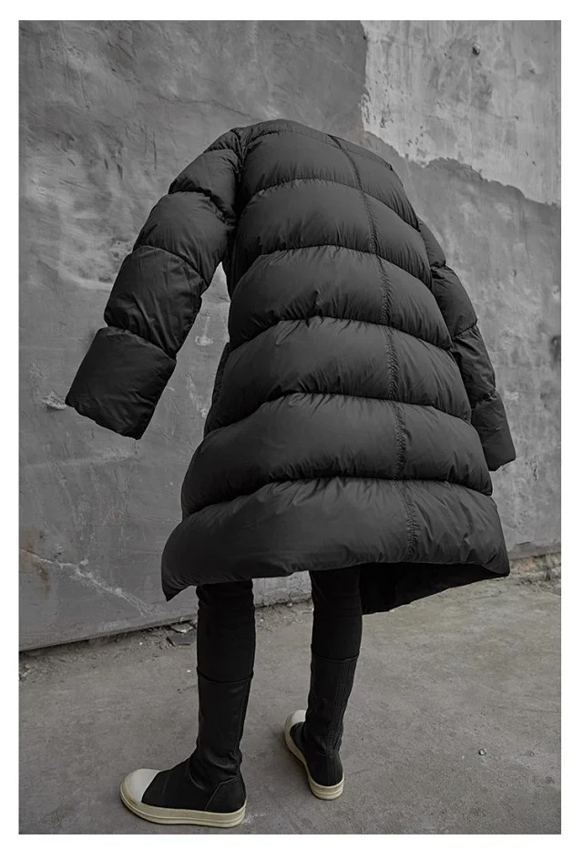 NIGO Rick Owens Men's & Women's Oversized Long-Length Hooded Puffer Jacket In Solid Colors With Multiple Pockets For Fall/Winter Ngvp #nigo2522