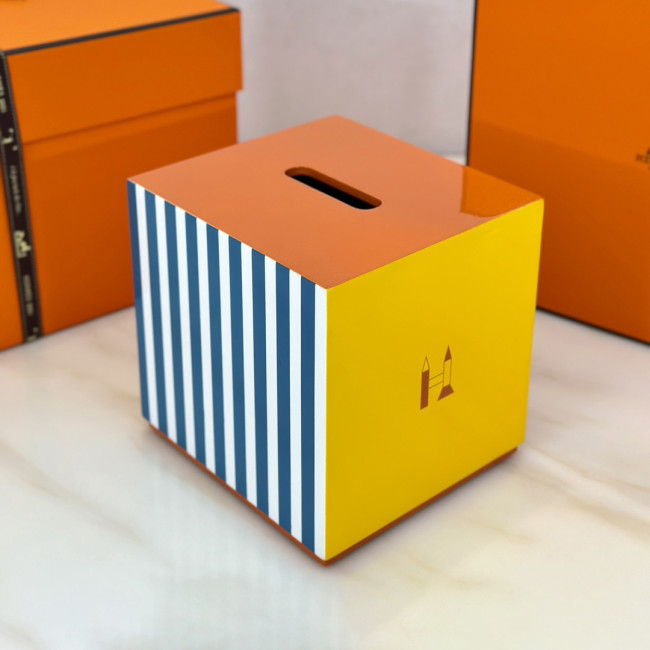 NIGO Hermes Classic Fashion Color Blocked Square Tissue Box With Carved Herringbone Pattern Household items #nigo78973