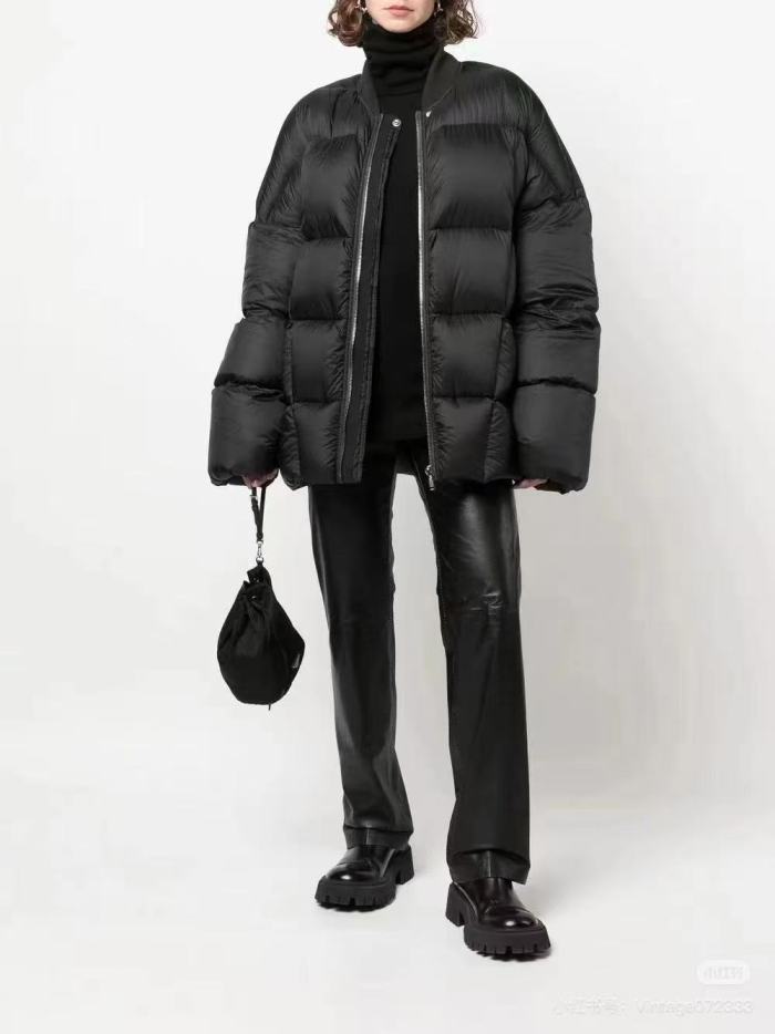 NIGO Rick Owens Men's And Women's Fall And Winter Quilted Line Design Simple Loose Thickened Down Jacket Jacket Zipper Black Seko Trend Oversized Jacket Ngvp #nigo2611