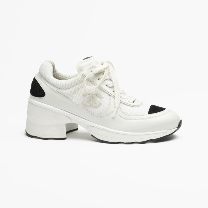 NIGO Chanel Women's Spring/Fall Fashion Classic Color Block Round Toe Lace Up Slip On Low Top Chunky Heel Sneakers Casual Shoes #nigo78988
