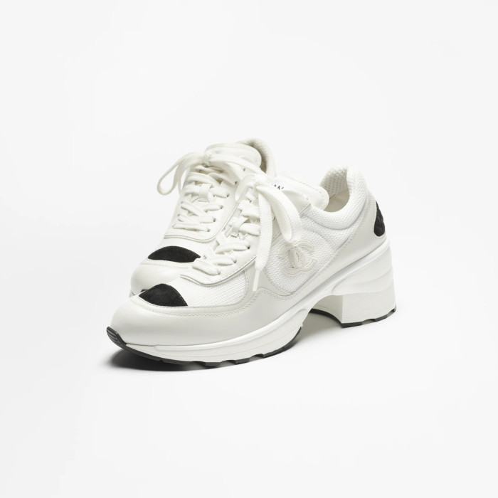 NIGO Chanel Women's Spring/Fall Fashion Classic Color Block Round Toe Lace Up Slip On Low Top Chunky Heel Sneakers Casual Shoes #nigo78988