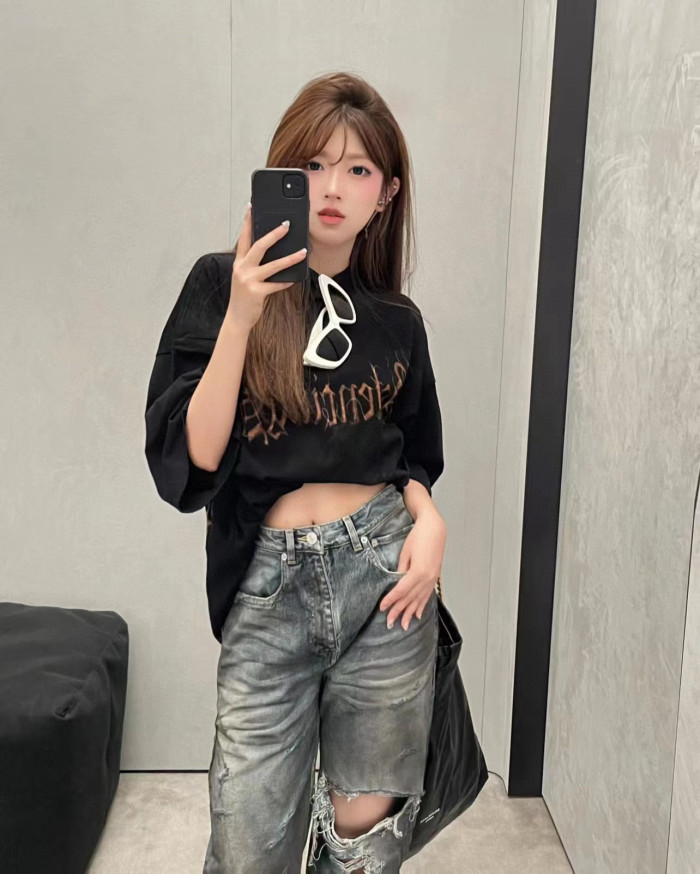 NIGO Balenciaga Men's And Women's Spring/Fall Fashion Casual Washed Distressed Relaxed Fit Ripped Jeans Pants #nigo78978