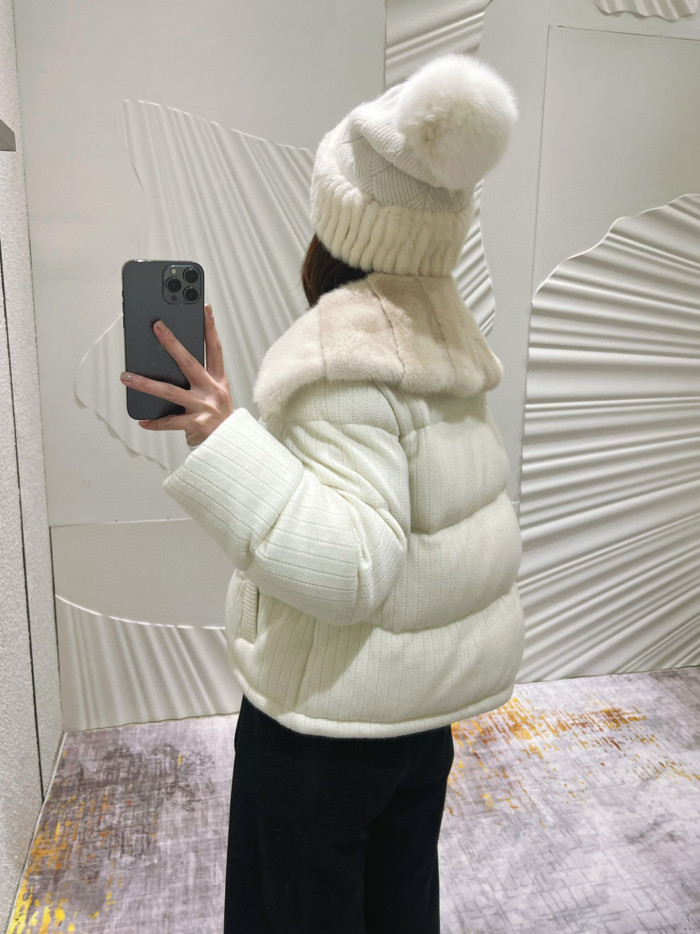 NIGO Brunello Cucinelli Women's Fall/Winter Fashion Mink Cashmere Knit Down Jacket Solid Color Zipper Collar Long Sleeve Coat Ngvp #nigo2527