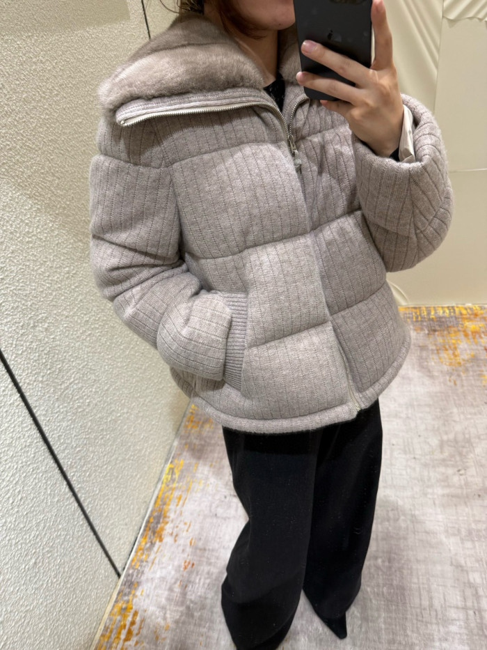 NIGO Brunello Cucinelli Women's Fall/Winter Fashion Mink Cashmere Knit Down Jacket Solid Color Zipper Collar Long Sleeve Coat Ngvp #nigo2527