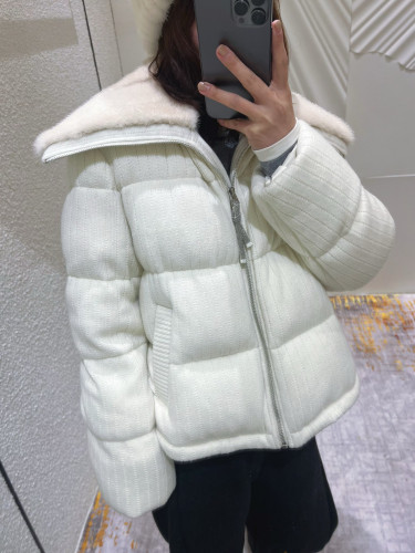 NIGO Brunello Cucinelli Women's Fall/Winter Fashion Mink Cashmere Knit Down Jacket Solid Color Zipper Collar Long Sleeve Coat Ngvp #nigo2527