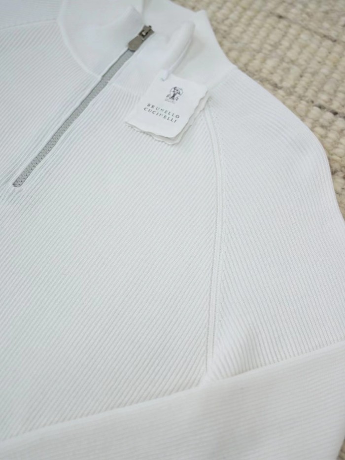 NIGO Brunello Cucinelli Men's British-Style Ribbed Cotton Knit Sweater Spring/Fall/Winter Half-Zip High-Neck Solid-Color Long-Sleeve Sweater Ngvp #nigo2525
