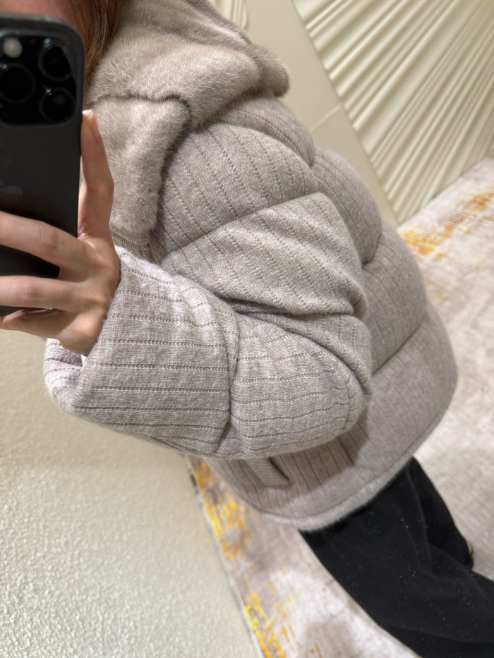 NIGO Brunello Cucinelli Women's Fall/Winter Fashion Mink Cashmere Knit Down Jacket Solid Color Zipper Collar Long Sleeve Coat Ngvp #nigo2527