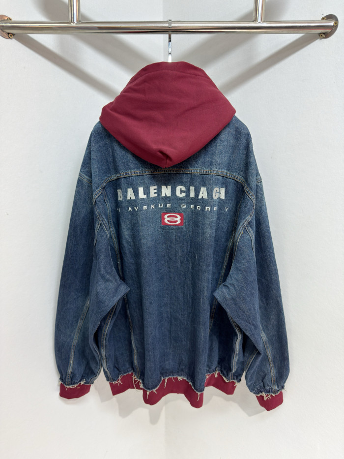 NIGO Balenciaga PATCHED  Men's And Women's  Spring/Fall Fashion Contrast Color Hooded Single Breasted Button-Up Embroidered Denim Jacket #nigo78995